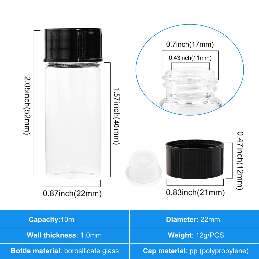 10ml Clear Glass Vials with Screw Caps 20PCS
