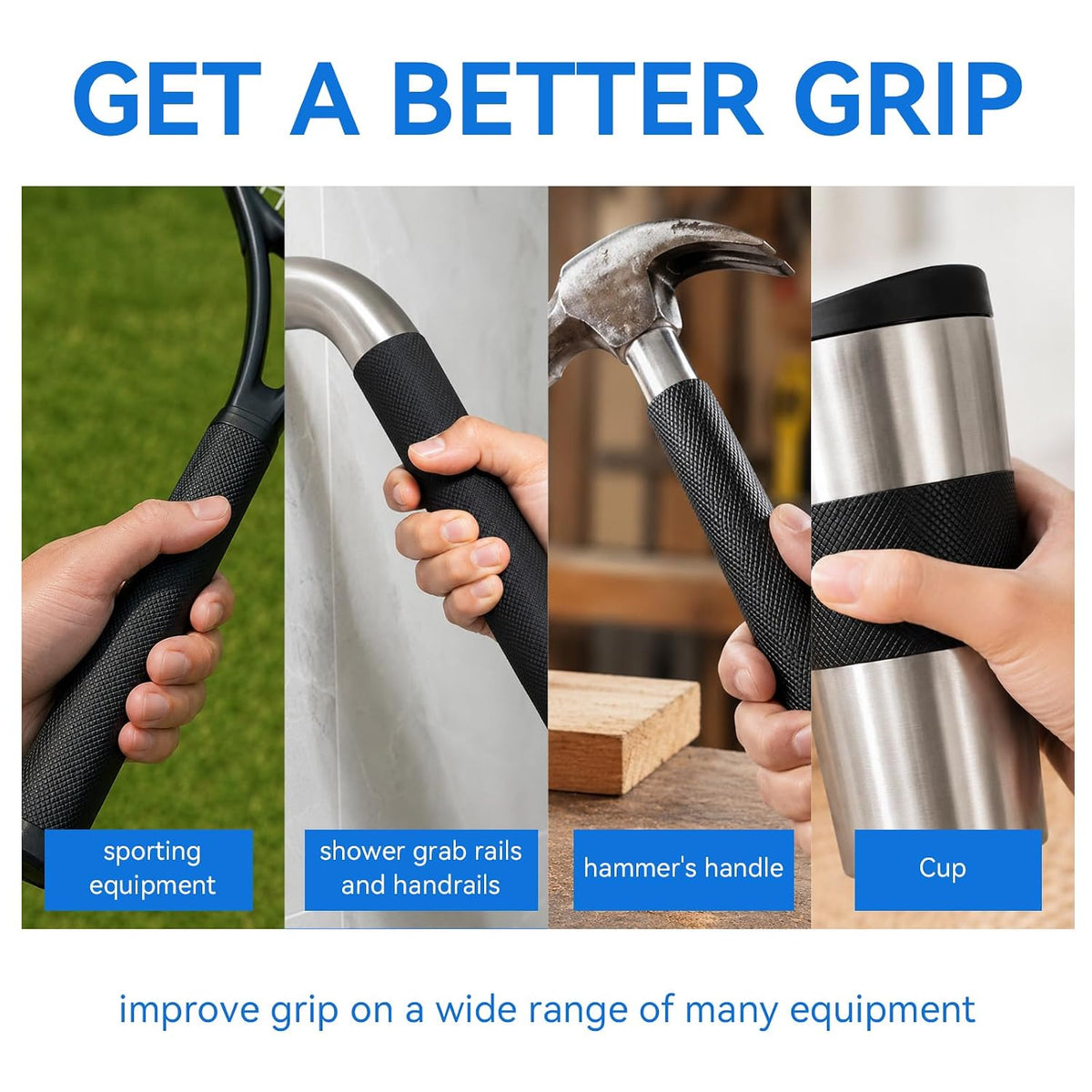 4 Inch x 16.4 FT Black Rubber Grip Tape, Textured & Adhesive