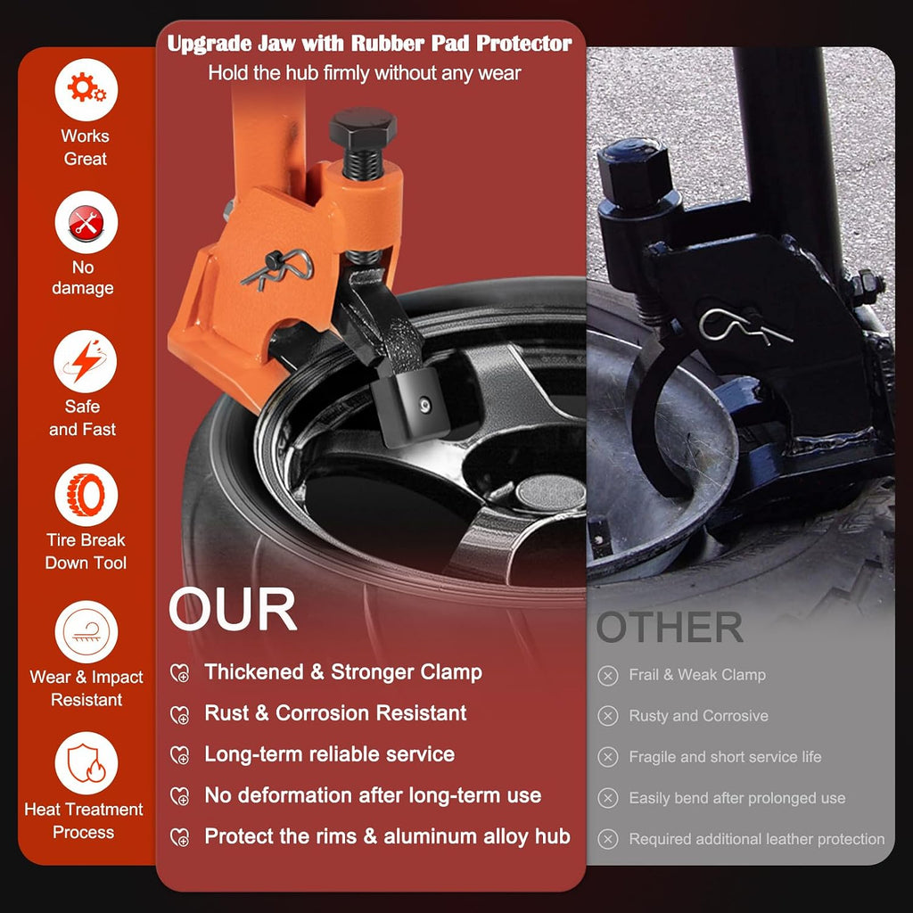 Manual Tire Bead Breaker with Rubber Pad Protector, 38"-42" Tires Changer Tool, Heavy-Duty Tire Bead Removal Tool