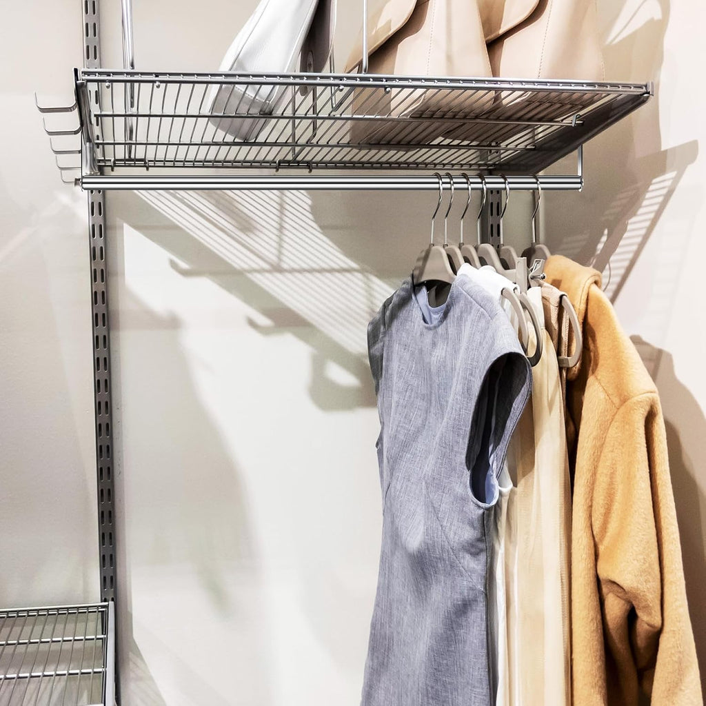 2 Pack Wire Shelving Garment Hanger Bar, Silver, 48 Inch