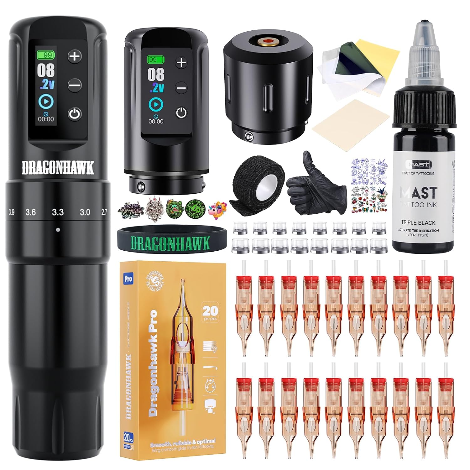 Atom2 Pro Wireless Tattoo Pen Kit with 2 Batteries