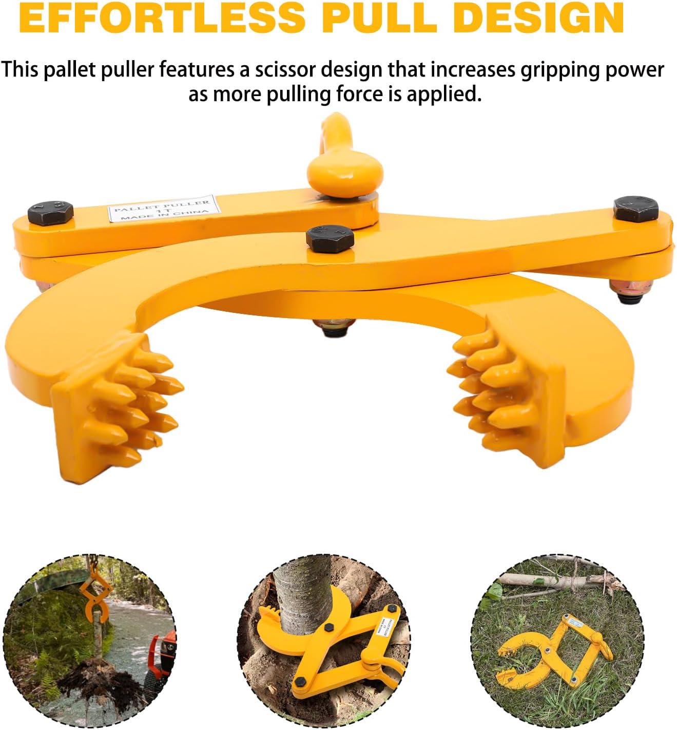 Pallet Puller,1T/2205 LBS Capacity Pallet Jack Puller,Heavy Duty Single Scissor Clamp for Forklift Chain,Pulling