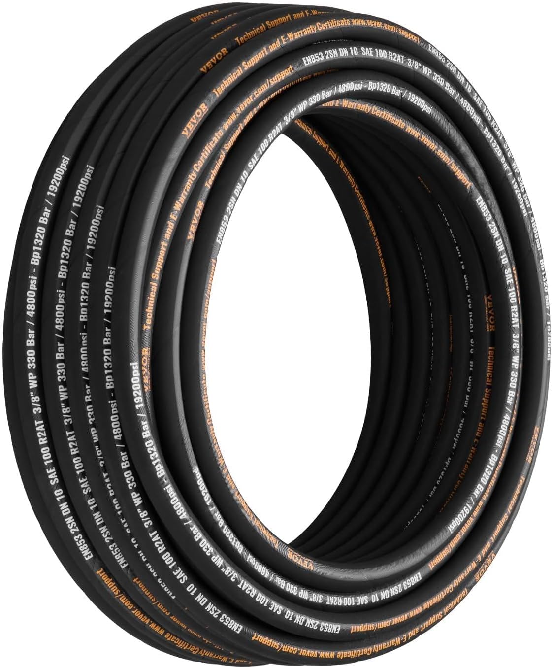 VEVOR Hydraulic Hose 3/8 Inch x 100 Ft 4800 PSI Working Pressure