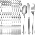 60 Piece Silver Forks and Knives Set for 20, Stainless Steel Silverware