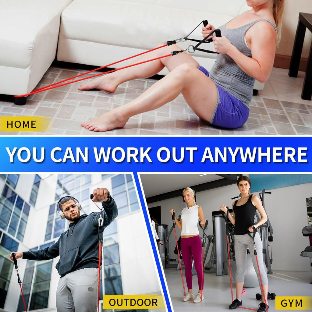 Resistance Bands, Exercise Bands with Handles, Workout Bands for Working Out, Fitness Bands Set for Home Gym Full