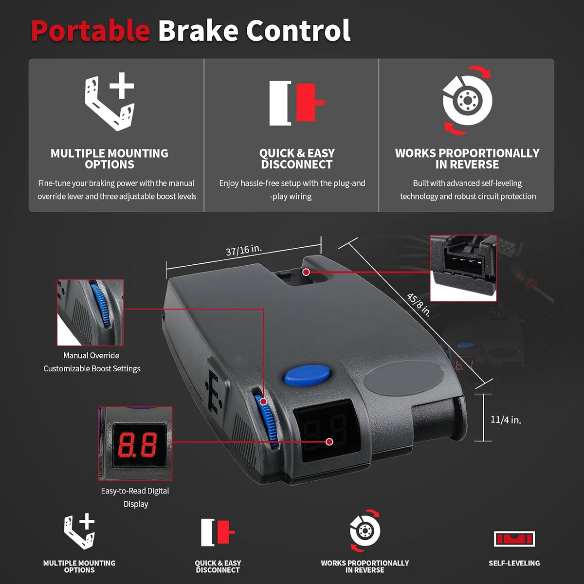Replacement for Tekonsha 90160 Universal Trailer Brake Controller for Trailers with 1-3 Axles Compatible with Ford GM