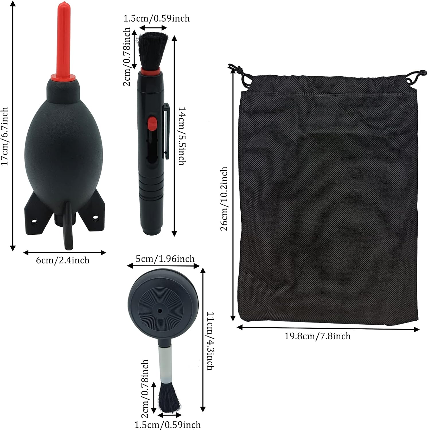 Lens Cleaning Kit Contains Rubber Rocket Air Blower Duster & Cleaning Pen | Equipped with air blowers and