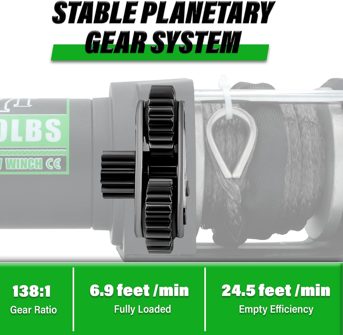 3000 lb ATV Winch with Wireless Remote and Wired Switch,12V DC Electric Winch Synthetic Winch Rope with Fairlead and