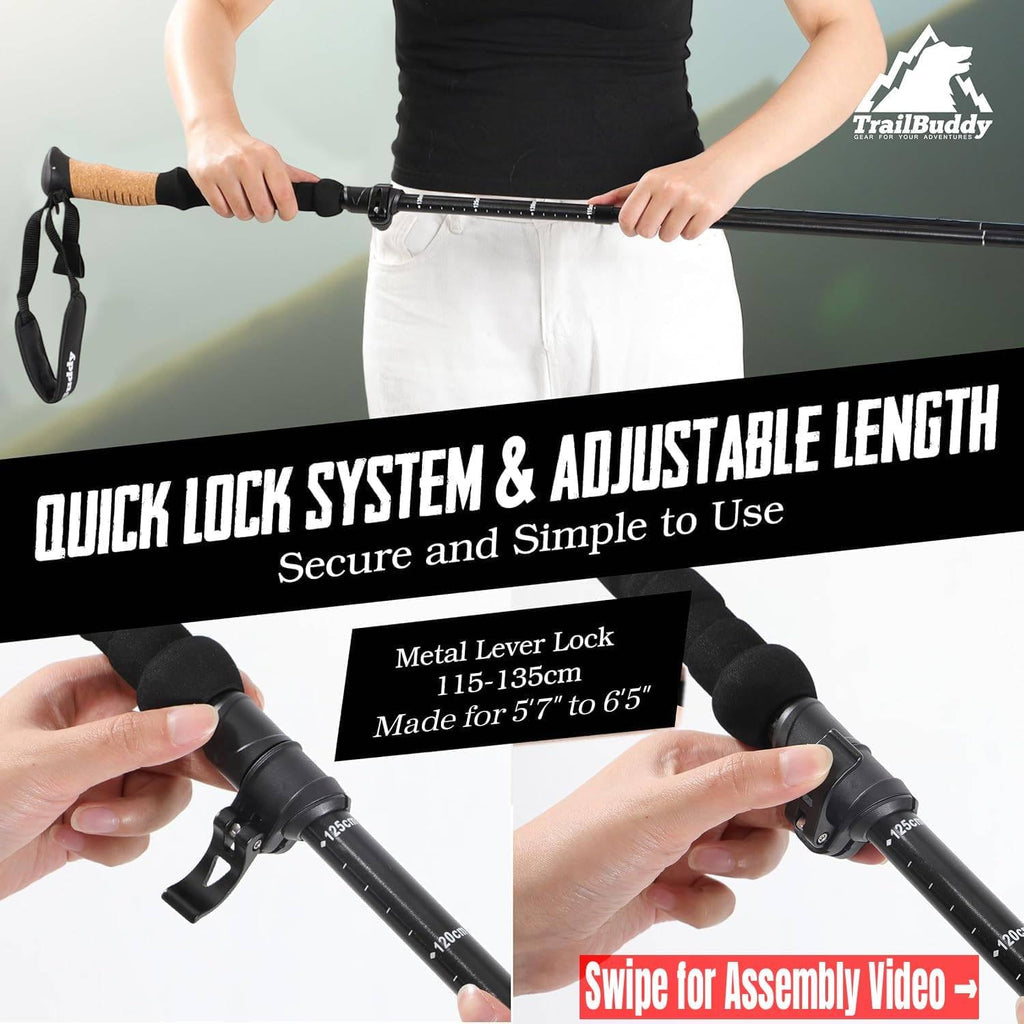 Trekking Poles – Lightweight 7075 Aluminum Hiking Poles for Women, Men & Seniors – Collapsible Walking Sticks for