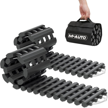2 Pack Tire Traction Mats for Snow Portable Recovery Tracks for Vehicle in Mud, Snow, Ice, and Sand, 32" Coilable