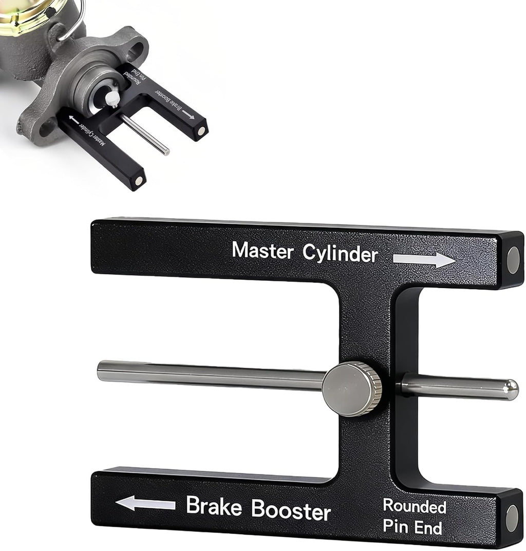 Aluminum Brake Booster Rod Adjustment Tool, Brake Master Cylinder Depth Checker Fits Most Boosters with Adjustable Pins for Accurate Pedal Travel (Black)