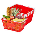 Shopping Baskets, 4 PCS, 21L Stackable PE Plastic Grocery Baskets with Handles, Dense Mesh Structure, Holds up to 20