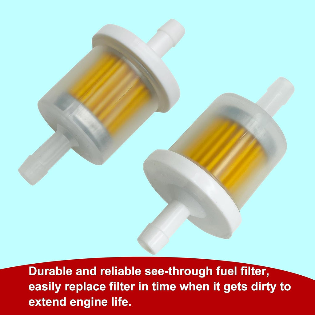 2 Pack 1/4 Inline Fuel Filter for Briggs Stratton Kawasaki Lawn Mower