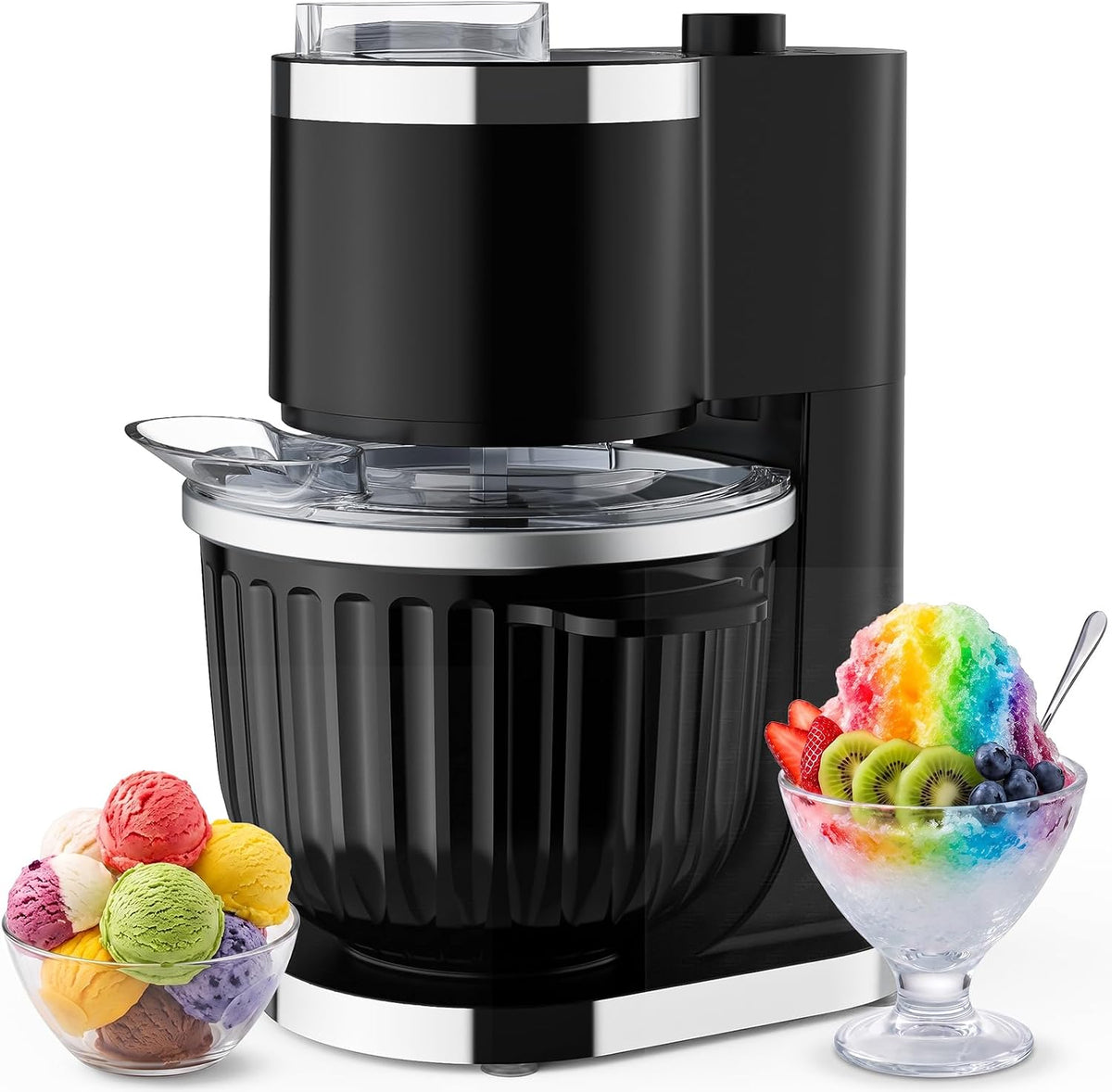 Ice Cream Maker & Shaved Ice Machine, 2-in-1 Slushie Machine