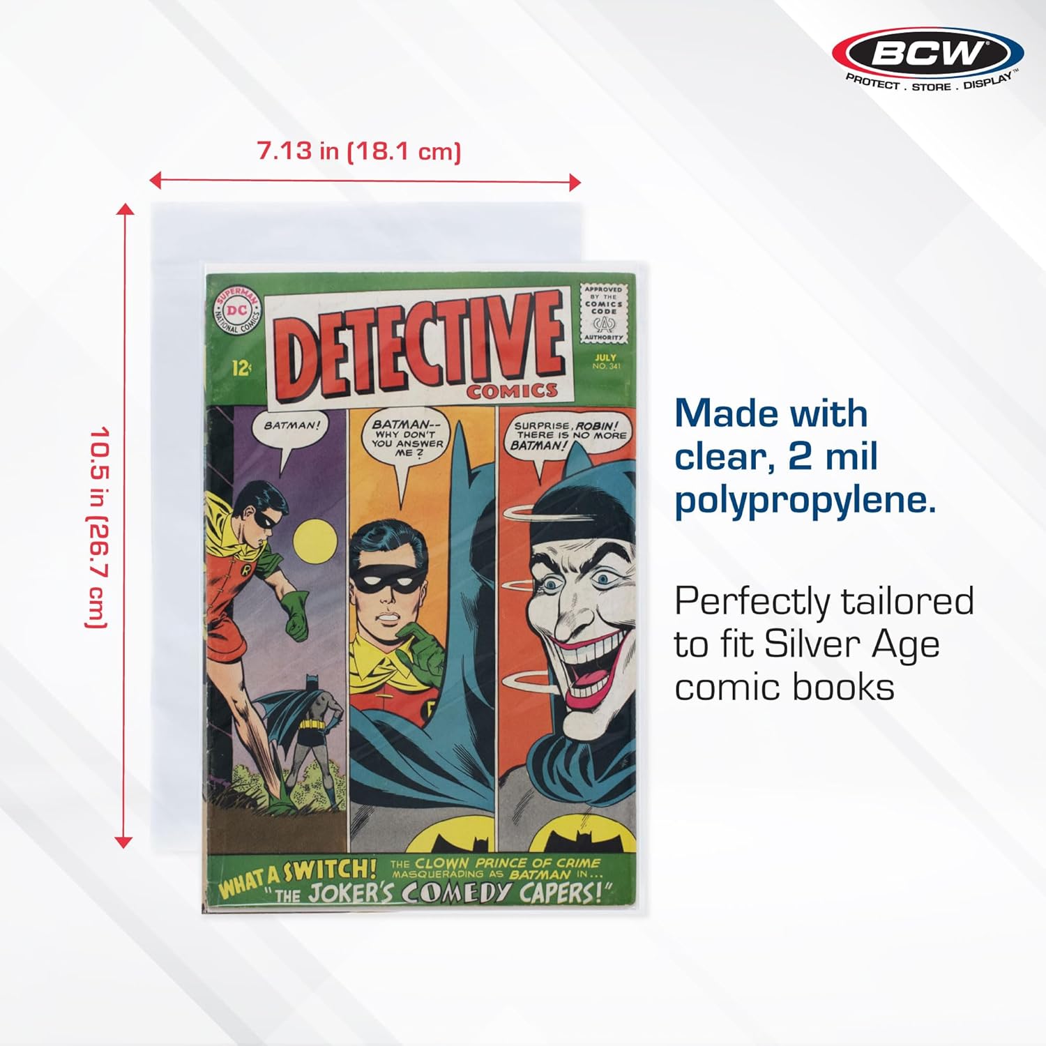 Silver Age Comic Bags, 7 1/8 x 10 1/2 Inches, Acid-Free, 200 Count | Clear acid-free sleeves fit Silver Age comics