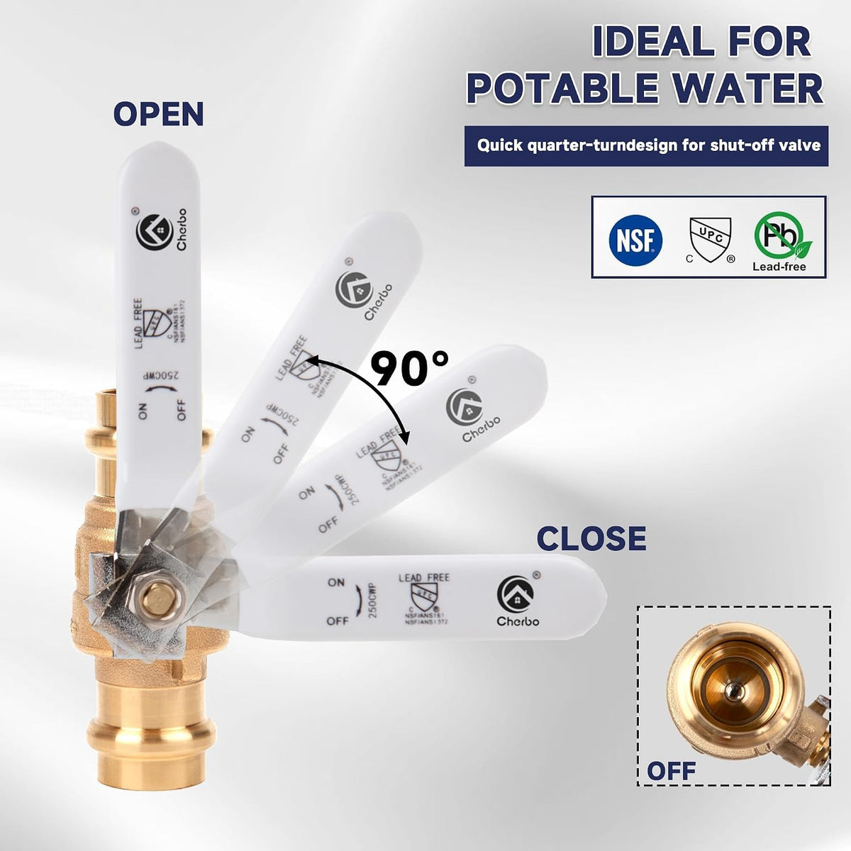 1/2 inch Press Valve Press Brass Ball Valve Fittings 1 Pack