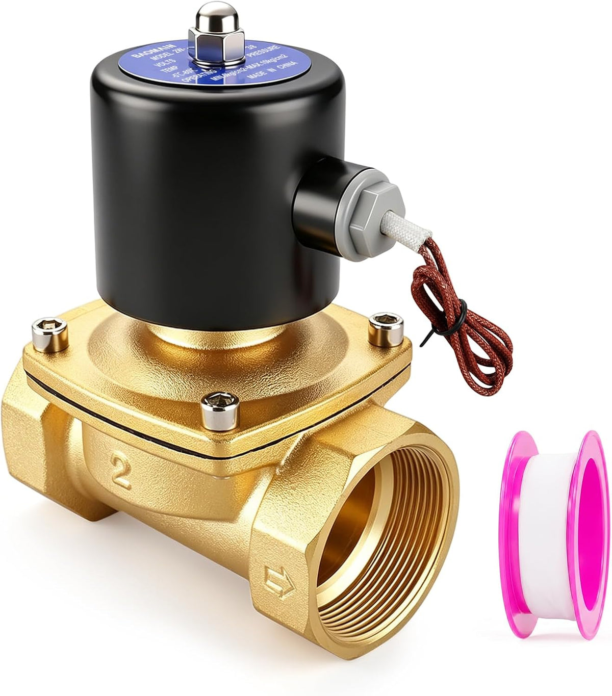 BAOMAIN 2" PT Brass Solenoid Valve AC 110V Normally Closed Valve