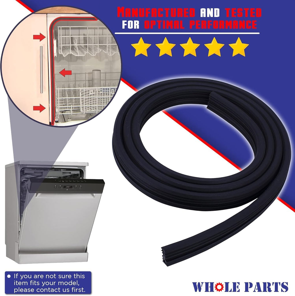 Whole Parts Dishwasher Door Gasket Part # 00263096 - Replacement & Compatible With Some Bosch Dishwashers - Replaces AP5315585, 811174 - Non-OEM Bosch Appliance Parts & Accessories - 2 Yr Warranty
