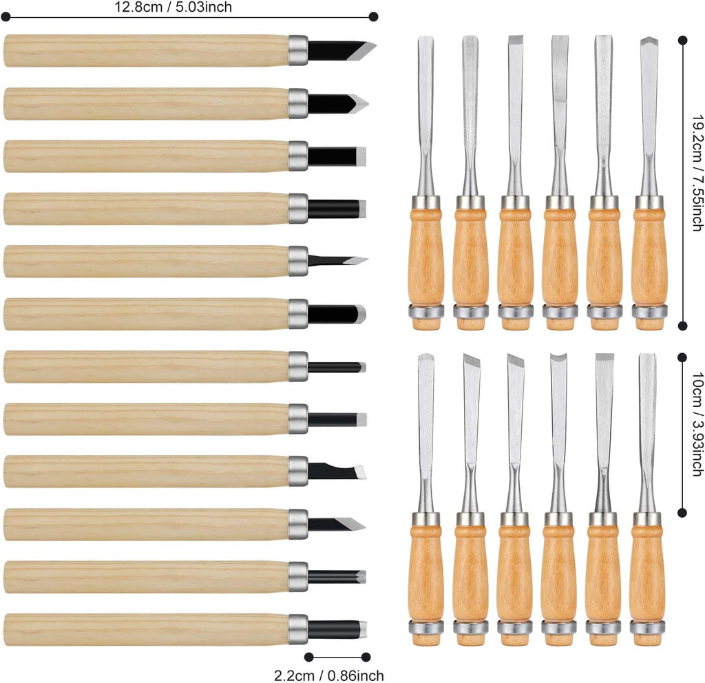 24Pcs Wood Carving Chisel Set - Kit Including Small and Large Size Wood Carver Set