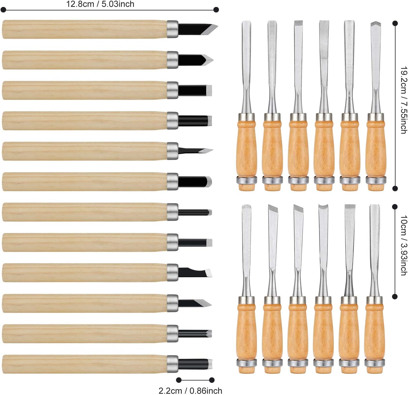 24Pcs Wood Carving Chisel Set - Kit Including Small and Large Size Wood Carver Set