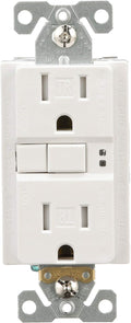 GFCI Self-Test 15A -125V Tamper Resistant Duplex Receptacle with Standard Size Wallplate, White