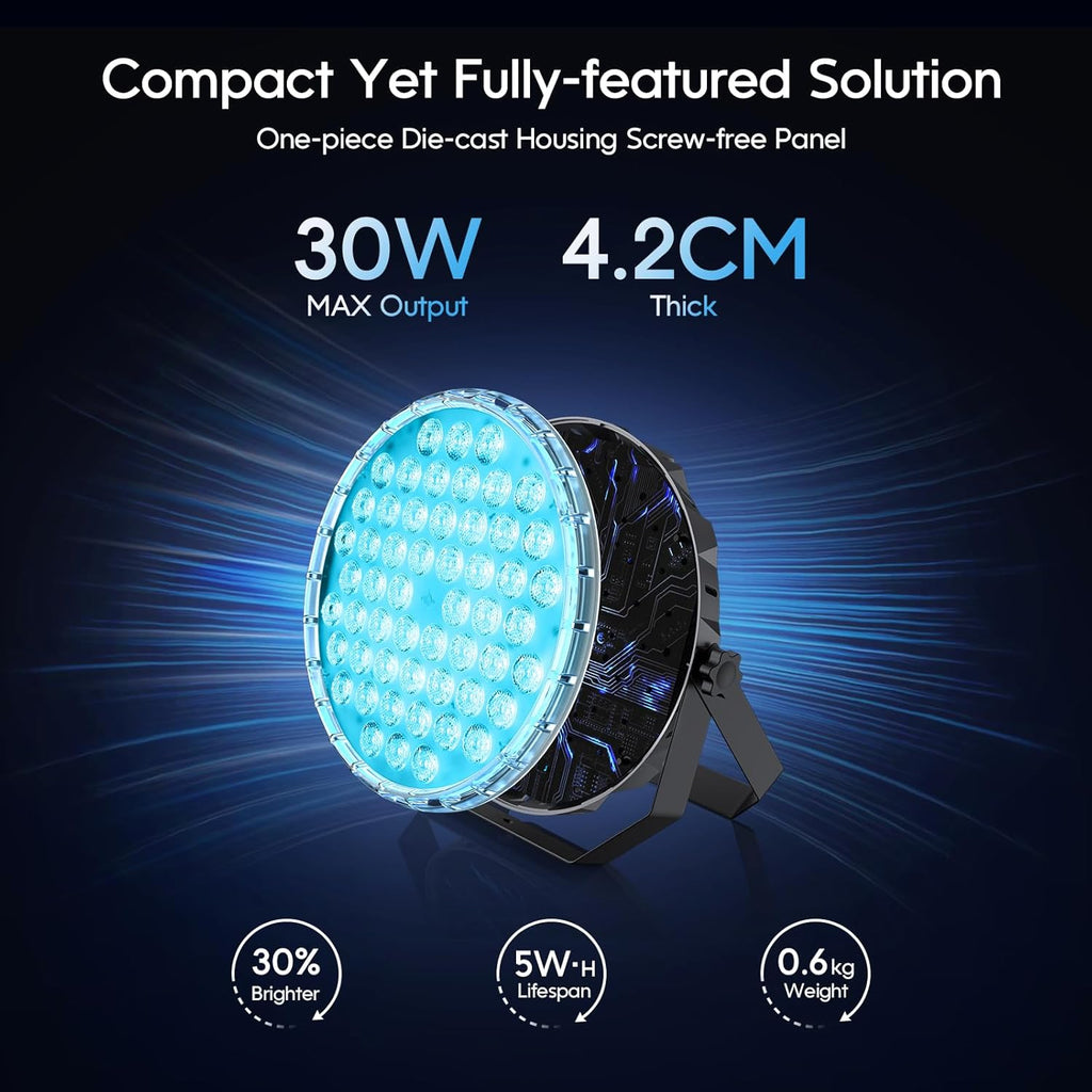 54x1W RGB LED Stage DJ Par Lights with Remote Control, 4 Pack | Ultra Slim,RGB,Remote Control,Ultra-Bright LED