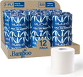Bamboo Toilet Paper 3-Ply, Septic Safe Bath Tissue, 12 Rolls, White