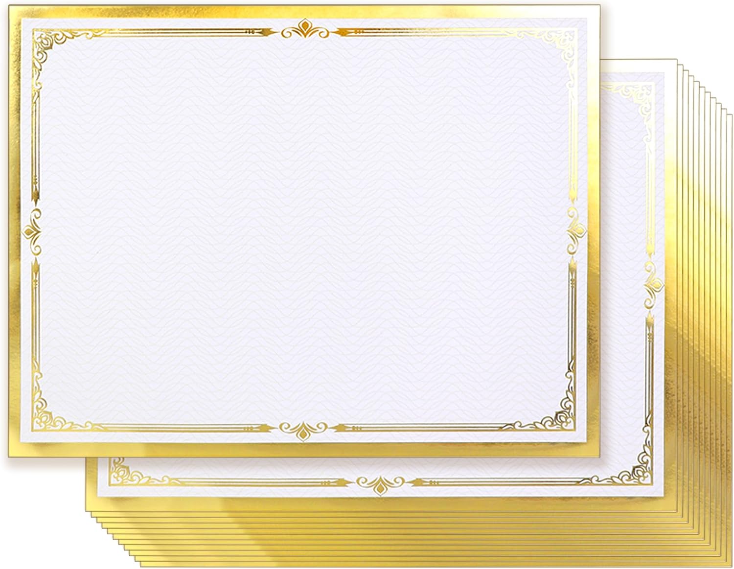 Award Certificate Papers, 50 Sheets Blank Gold Foil Certificate Border for Diploma, Participation Awards, Laser and