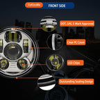 5-3/4 5.75 inch Headlight LED Compatible with Harley Davidson Dyna Sportster Iron 883 1200 Low Rider XLH883 Super Glide Softail Custom XLH1200 Forty-Eight SuperLow Street 500 750(Chrome)