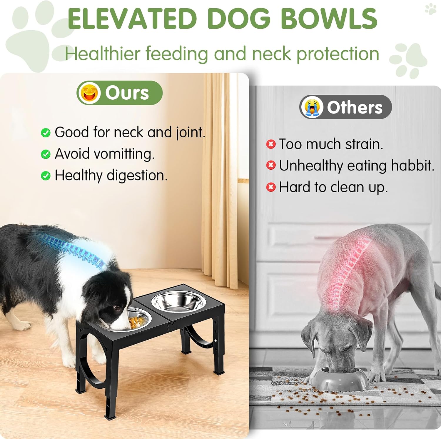 Elevated Dog Bowls Large Breed Raised Dogs Bowl Stand Large/Medium Sized Dog Stainless Steel Food Water Bowl Stands 5