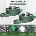 2 Pack UCFL207-22 Pillow Block Bearing – Flange 2 Bolt Mounted Pillow Block Bearings – Bearing Steel Bearings with 1-3/8" Bore - Self-aligning Bearings with Solid Cast Iron Base