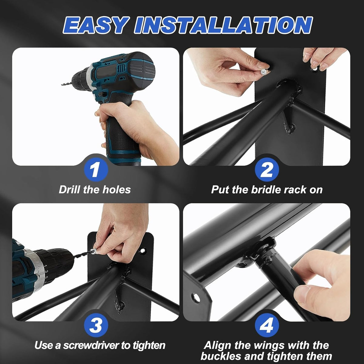 6 Pcs Wall Mount Saddle Rack Stand with Pad Bar