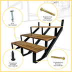 3 Step Metal Stair Step Steel Riser Stringers for 27.1" Height Deck, 3Packs