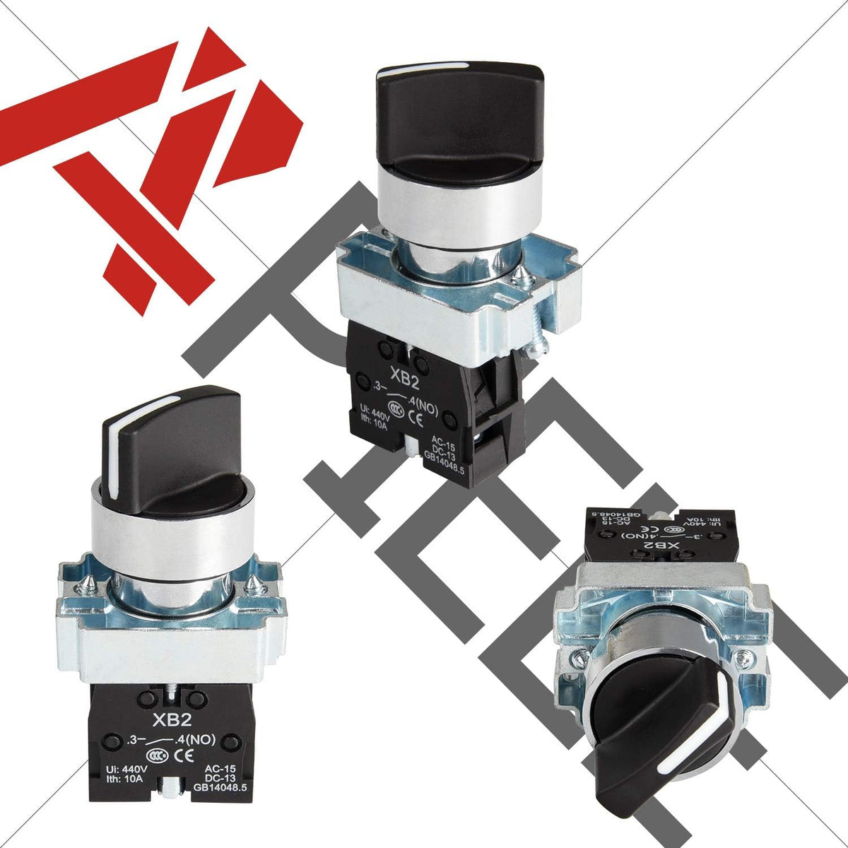 APIELE (Pack of 2) 22mm 2 Position Selector Switch Maintained 1NO XB2-10X/21 (2 Position Maintained)
