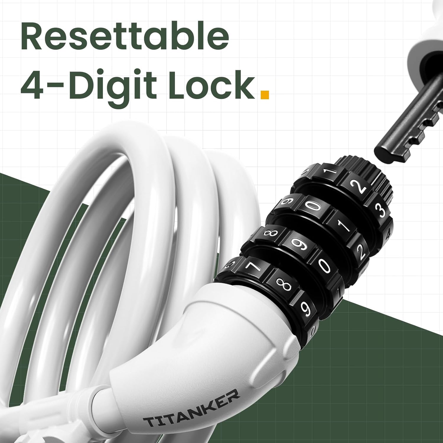 Bike Lock, Bicycle Lock 4 Feet Cable Lock 1/2 Inch Resettable Bike Lock Combination with Mounting Bracket, Bike