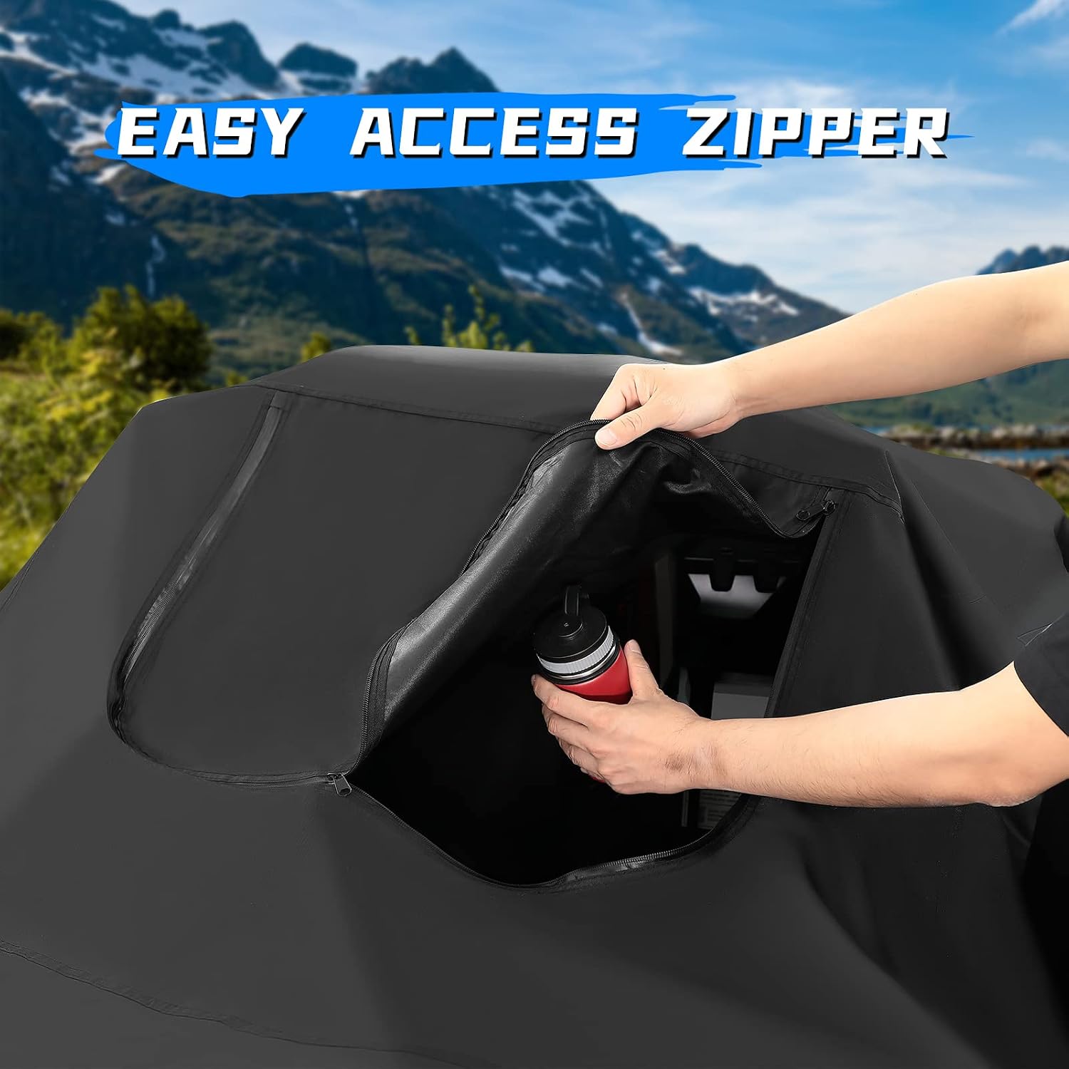 Universal 300D Trailerable ATV Cover, 4 Wheeler Cover 95'' X 50'' X 48'' | 3 Windproof Buckle Straps