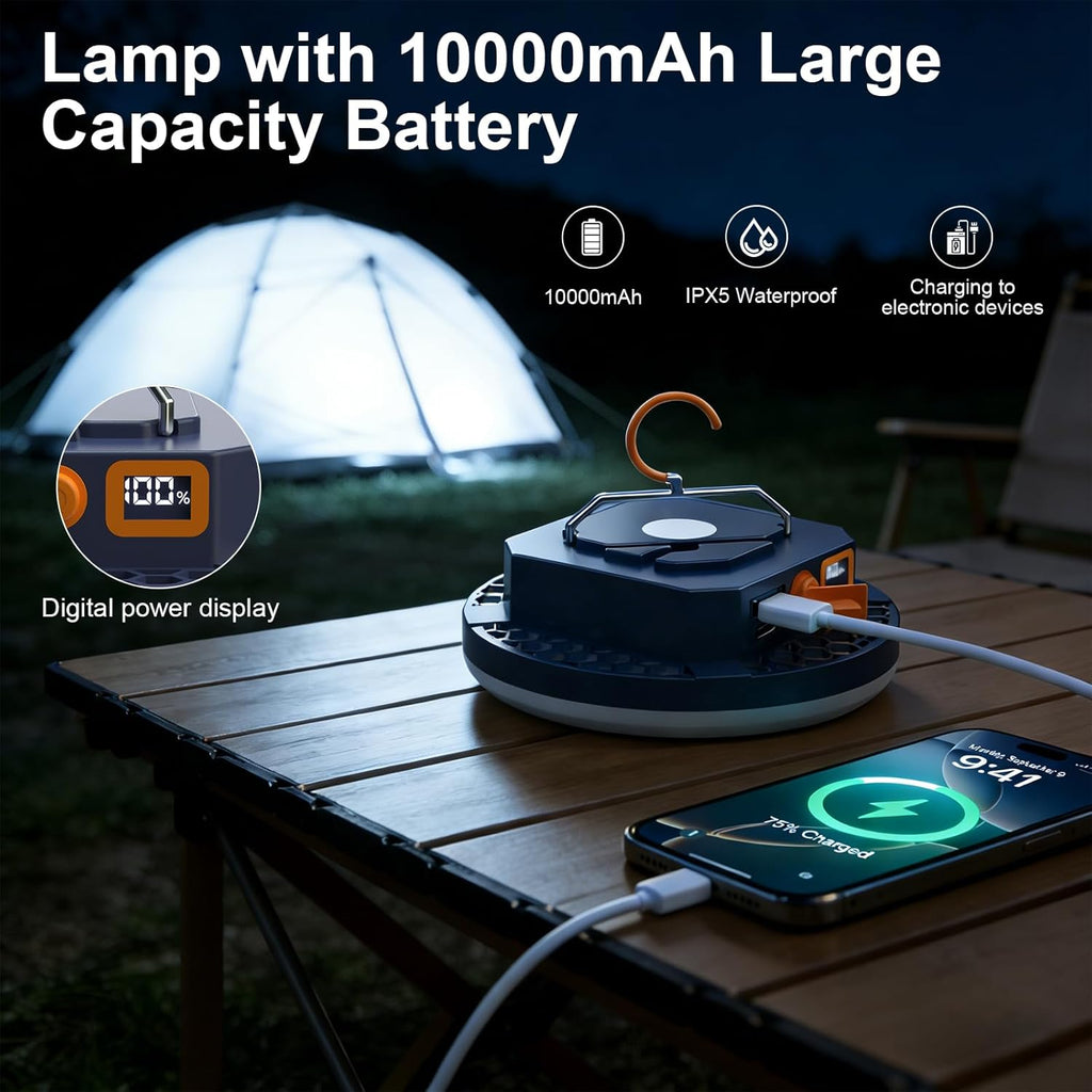 10000mAh 4000LM Flashlight Portable LED Camping Lantern Rechargeable Light 30W with Digital Display and Magnet , IPX5
