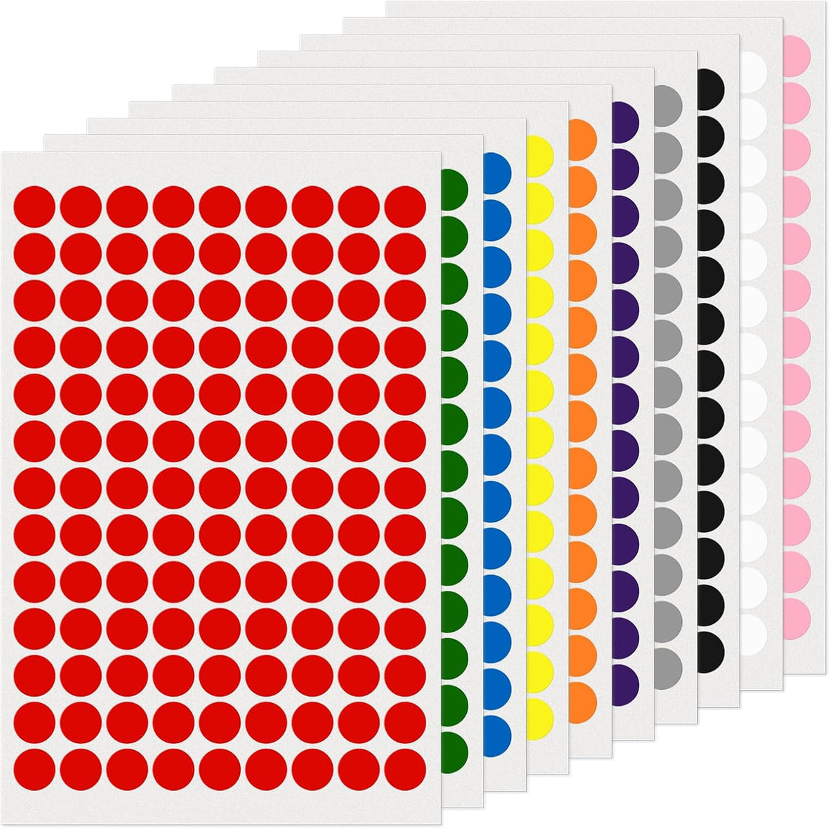 10 Colors Round Stickers 1/2 Inch Removable Vinyl Dot Label 1170 PCS
