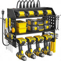 Power Tool Organizer with Charging Station 6 Outlets, 3-Layer Heavy Duty Wall Mount Drill Storage Rack, Cordless Tool