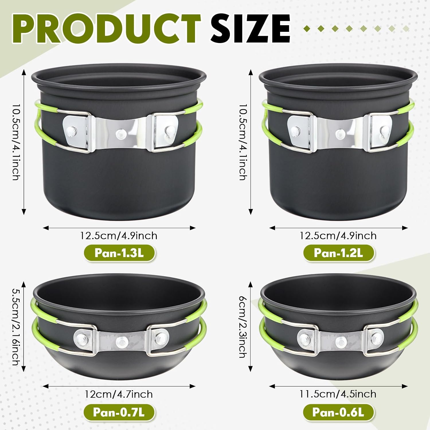 18-Pcs Camping Cookware Mess Kit for 2, Non-Stick Lightweight Pot Pan Set with Stainless Steel Cups & Plates, Folding