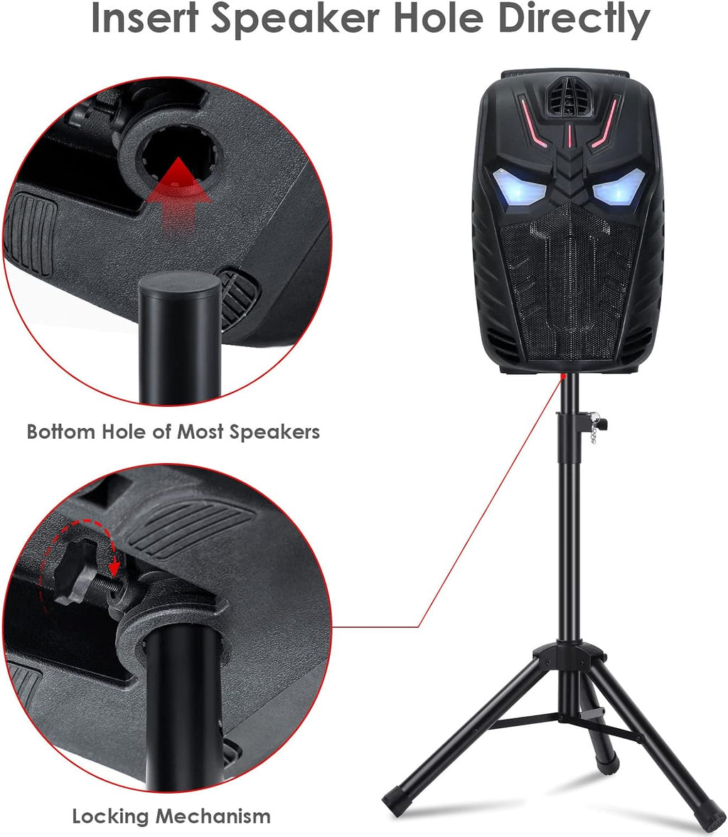 Universal Speaker Stand Mount Holder Heavy Duty Tripod/Adjustable Height from 26.8” to 35” and Compatible Insert Easy