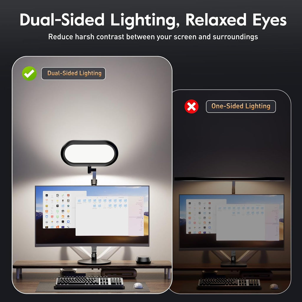 Premium LED Desk Lamp, Dual-Sided Soft Lighting with Knob Remote | Eye-Caring Diffused Light for Home Office, Video