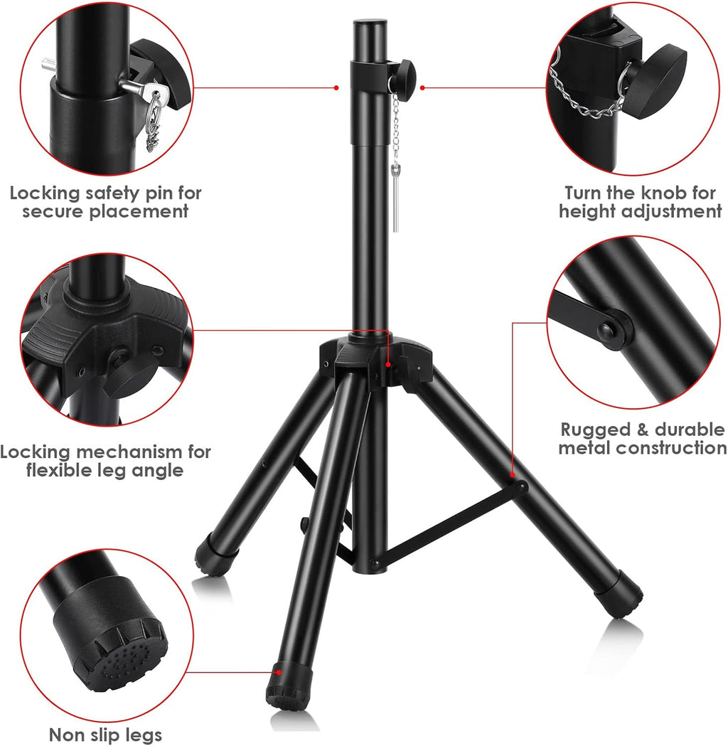 Universal Speaker Stand Mount Holder Heavy Duty Tripod/Adjustable Height from 26.8” to 35” and Compatible Insert Easy