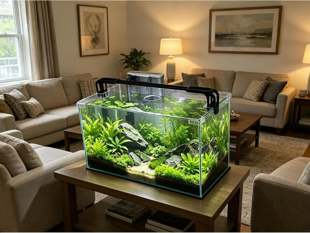 10 Gallon Glass Fish Tank, Easy to Maintain Small Aquarium for Betta/Shrimp and Aquatic Planting.