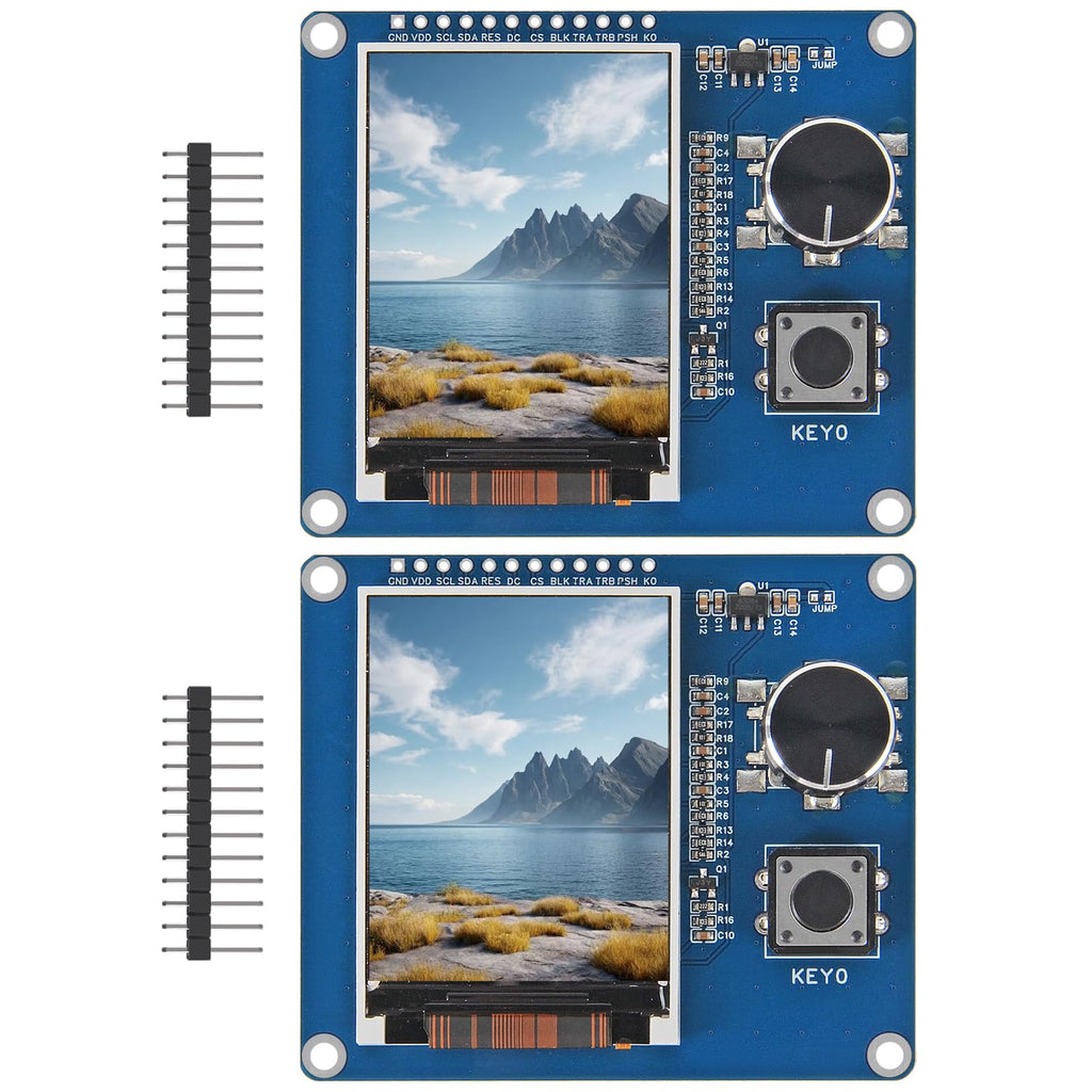 AITRIP 2PCS 2.0 Inch TFT LCD Display with Rotary Encoder EC11, IIC SPI Interface for ESP32 Raspberry Pi DIY Projects