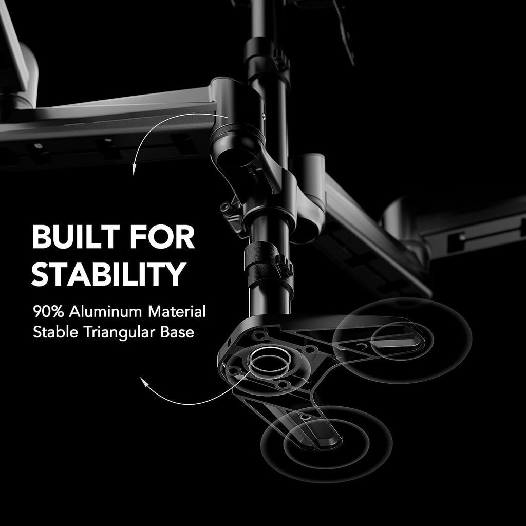 Triple Monitor Mount for 17 to 32 inch Screens, Adjustment Gaming Triple Monitor Stand with Swivel, Tilt, Rotation