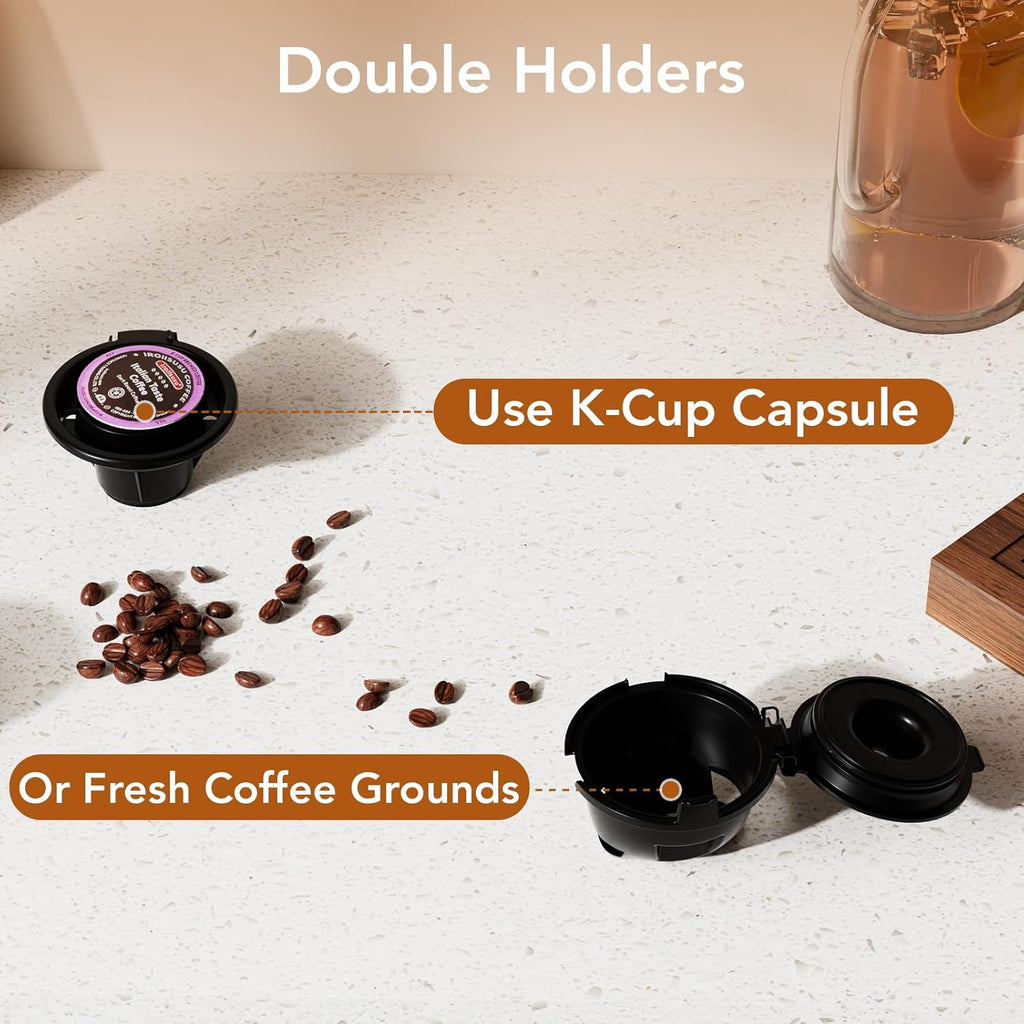 Single Serve Coffee Maker – Brew with Coffee Pods & Grounds, Compatible with Kcup Coffee Pods, Small Sizes Up to 6 8