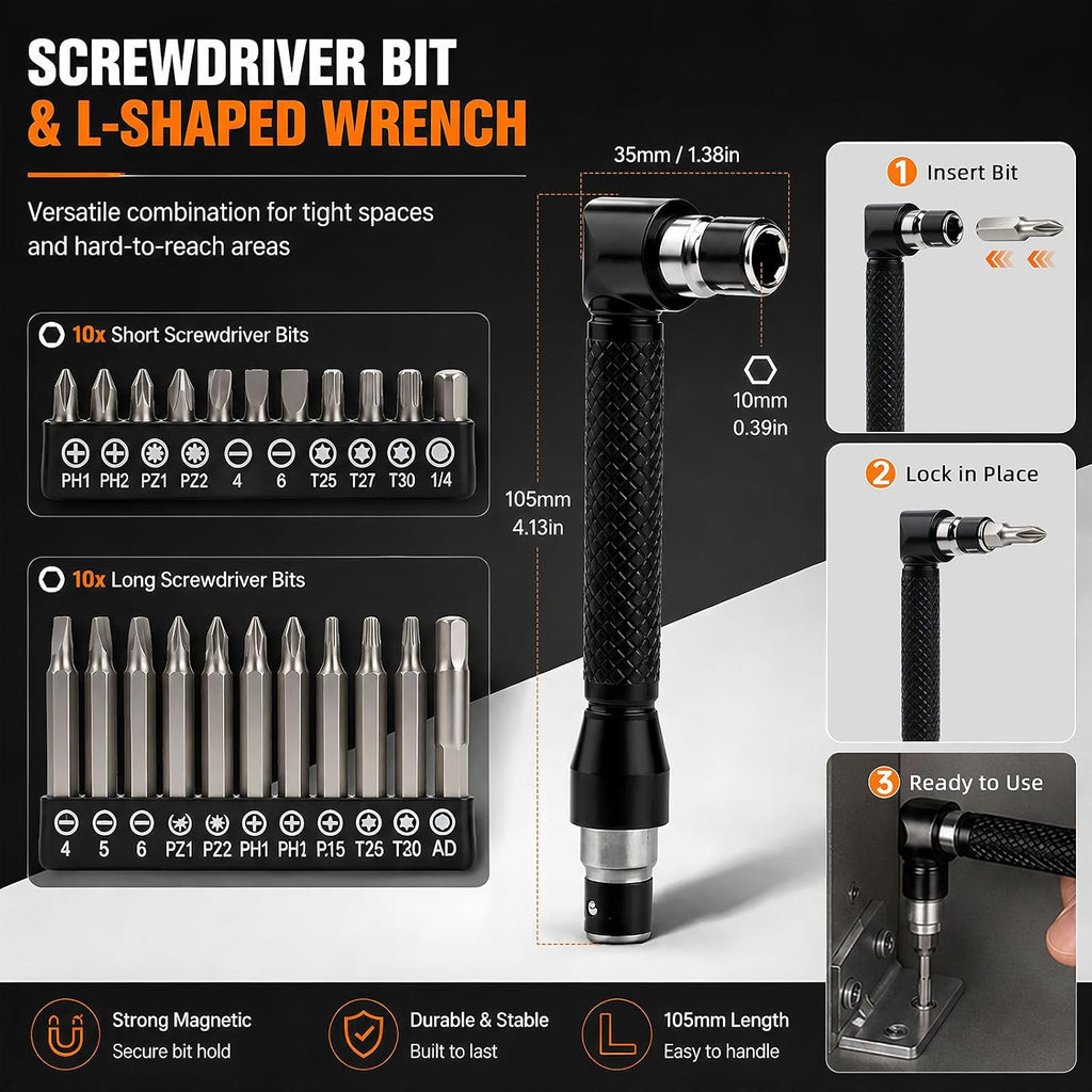27PCS Flexible Drill Bit Extension Set with Portable Storage Box