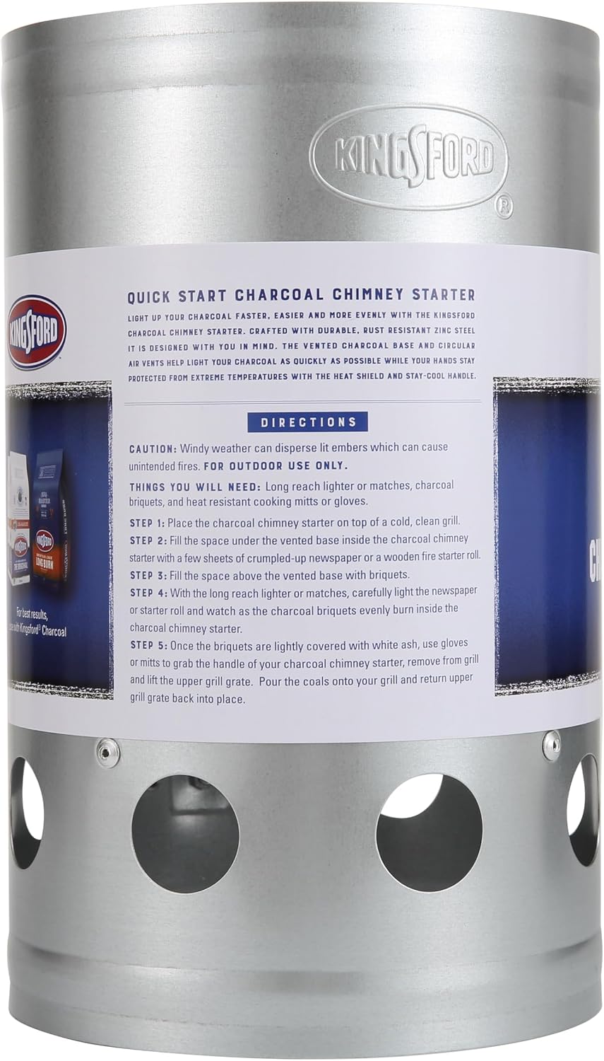 Heavy Duty Charcoal Chimney Starter, Large Capacity, 6-Pack