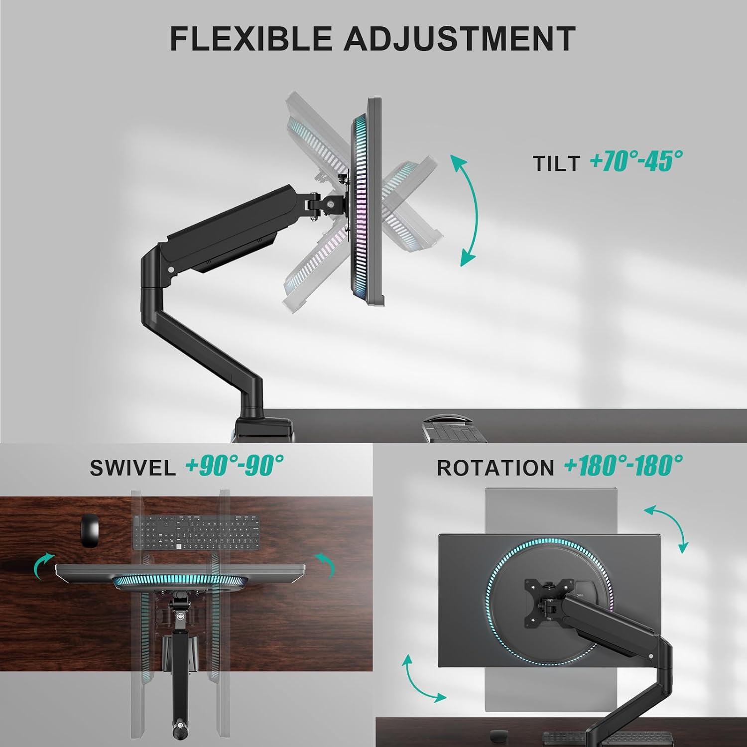 Single Monitor Mount for 13-34 inch Screens, Adjustable Single Monitors Arm, Regular Screen up to 32 inch, 26.4lbs